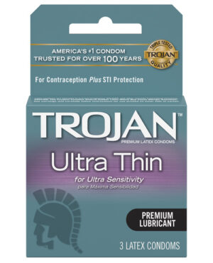 Trojan Ultra Thin Lubricated Condoms – Box Of 3 Condoms | Buy Online at Pleasure Cartel Online Sex Toy Store