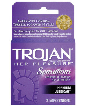 Trojan Her Pleasure Condoms – Box Of 3 Condoms | Buy Online at Pleasure Cartel Online Sex Toy Store
