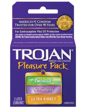 Trojan Pleasure Pack Condoms – Box Of 3 Condoms | Buy Online at Pleasure Cartel Online Sex Toy Store