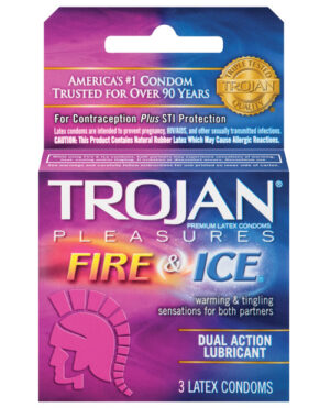 Trojan Fire & Ice Condoms – Box Of 3 Condoms | Buy Online at Pleasure Cartel Online Sex Toy Store