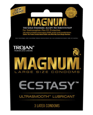 Trojan Magnum Ecstasy Condoms – Box Of 3 Condoms | Buy Online at Pleasure Cartel Online Sex Toy Store