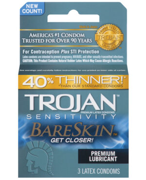 Trojan Bareskin Condoms – Box Of 3 Condoms | Buy Online at Pleasure Cartel Online Sex Toy Store