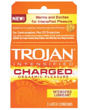 Trojan Intensified Charged Condoms – Box Of 3 Condoms | Buy Online at Pleasure Cartel Online Sex Toy Store