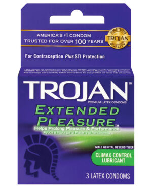 Trojan Extended Pleasure Condom – Box Of 3 Condoms | Buy Online at Pleasure Cartel Online Sex Toy Store