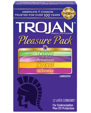 Trojan Pleasure Condoms – Asst. Box Of 12 Condoms | Buy Online at Pleasure Cartel Online Sex Toy Store