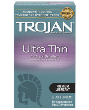 Trojan Ultra Thin Condoms – Box Of 12 Condoms | Buy Online at Pleasure Cartel Online Sex Toy Store