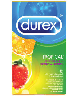 Durex Tropical Color & Scents Condoms  – Box Of 12 Condoms | Buy Online at Pleasure Cartel Online Sex Toy Store