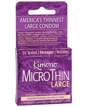 Kimono Micro Thin Large Condom – Box Of 3 Condoms | Buy Online at Pleasure Cartel Online Sex Toy Store