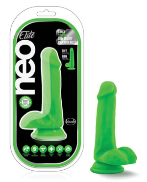 Blush Neo Elite 6″ Silicone Dual Density Cock W-balls – Neon Green Blush Sex Toys | Buy Online at Pleasure Cartel Online Sex Toy Store