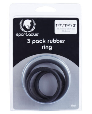 Spartacus Rubber Cock Ring Set – Black Pack Of 3 Cockrings & Lassos | Buy Online at Pleasure Cartel Online Sex Toy Store