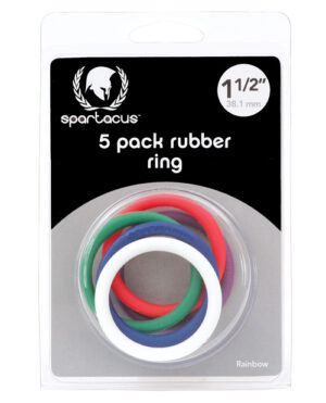 Spartacus 1.5″ Rubber Cock Ring Set – Rainbow Pack Of 5 Cockrings & Lassos | Buy Online at Pleasure Cartel Online Sex Toy Store