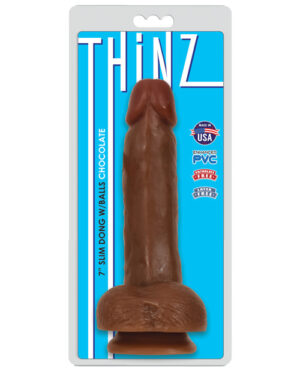 Curve Novelties Thinz 7″ Slim Dong W-balls – Chocolate Curve Novelties | Buy Online at Pleasure Cartel Online Sex Toy Store