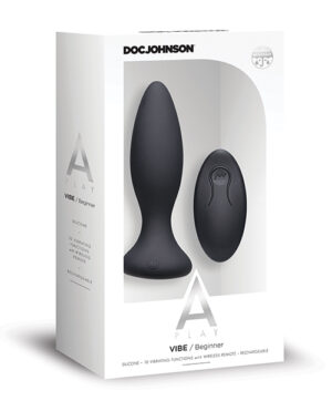 A Play Rechargeable Silicone Beginner Anal Plug W-remote – Black Anal Sex Toys | Buy Online at Pleasure Cartel Online Sex Toy Store
