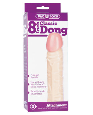 Vac-u-lock 8″ Classic Dong – White Couple's Sex Toys | Buy Online at Pleasure Cartel Online Sex Toy Store