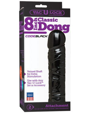 Vac-u-lock Code Black 8″ Classic Dong Dildos | Buy Online at Pleasure Cartel Online Sex Toy Store