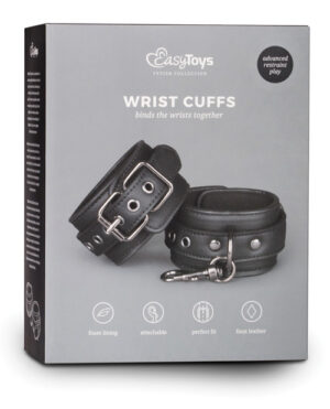 Easy Toys Faux Leather Handcuffs – Black BDSM & Bondage Toys & Gear | Buy Online at Pleasure Cartel Online Sex Toy Store
