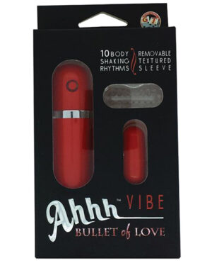 Ahhh Vibe Bullet Of Love W-sleeve – Red Bullets & Egg Vibrators | Buy Online at Pleasure Cartel Online Sex Toy Store