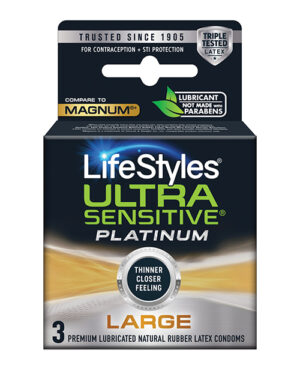 Lifestyles Ultra Sensitive Platinum Large – Pack Of 3 Condoms | Buy Online at Pleasure Cartel Online Sex Toy Store