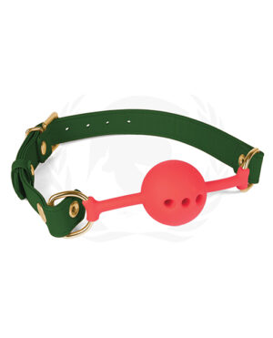 Spartacus Silicone Ball Gag W-green Pu Straps – 46 Mm Ball Gags - BDSM Sex Toy Gear | Buy Online at Pleasure Cartel Online Sex Toy Store