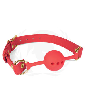 Spartacus Silicone Ball Gag W-red Pu Straps – 46 Mm Ball Gags - BDSM Sex Toy Gear | Buy Online at Pleasure Cartel Online Sex Toy Store