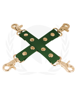 Spartacus Pu Hog Tie W-gold Hardware – Green BDSM & Bondage Toys & Gear | Buy Online at Pleasure Cartel Online Sex Toy Store