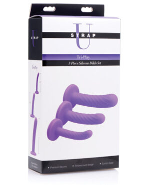 Strap U Tri-play Silicone Dildo – Set Of 3 Purple Couple's Sex Toys | Buy Online at Pleasure Cartel Online Sex Toy Store