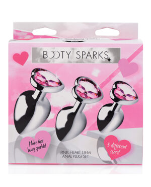 Booty Sparks Pink Heart Gem Anal Plug Set Anal Sex Toys | Buy Online at Pleasure Cartel Online Sex Toy Store