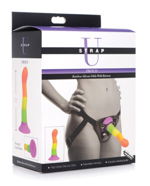 Strap U Proud Silicone Dildo W-harness – Rainbow Couple's Sex Toys | Buy Online at Pleasure Cartel Online Sex Toy Store