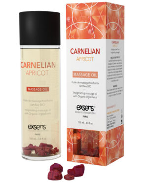 Exsens Of Paris Organic Massage Oil W-stones – Carnelian Apricot Fragranced Lotions | Buy Online at Pleasure Cartel Online Sex Toy Store