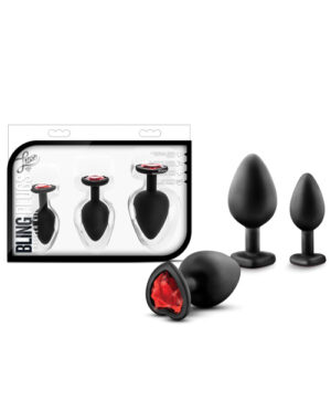 Blush Luxe Bling Plugs Training Kit – Black W-red Gems Anal Kits & Combos | Buy Online at Pleasure Cartel Online Sex Toy Store