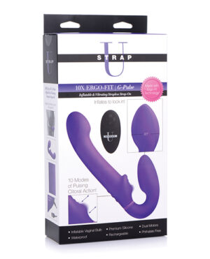 Strap U Ergo-fit G-pulse Inflatable & Vibrating Strapless Strap-on – Purple Couple's Sex Toys | Buy Online at Pleasure Cartel Online Sex Toy Store