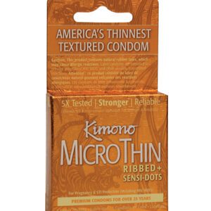 Kimono Textured Ribbed+Sensi Dots Condoms - Box of 3