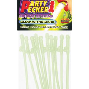 Party Pecker Sipping Straws - Glow in the Dark Pack of 10