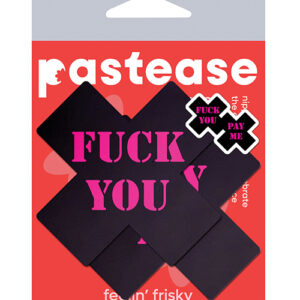 Pastease Fuck You Pay Me Cross - Black/Pink O/S
