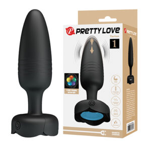 Pretty Love Tarion Thrusting Butt Plug w/Multi Color Bottom Light - Black
