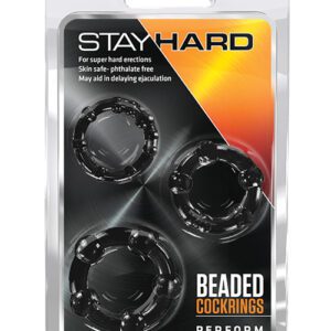 Blush Stay Hard Beaded Cock Rings 3 Pack - Black