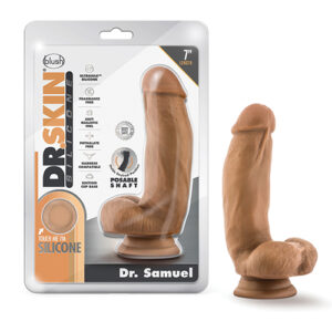 Blush Dr. Skin Silicone Dr. Samuel 7" Dildo w/Balls - Mocha