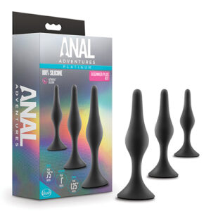 Blush Anal Adventures Platinum Silicone Beginner Plug Kit - Black
