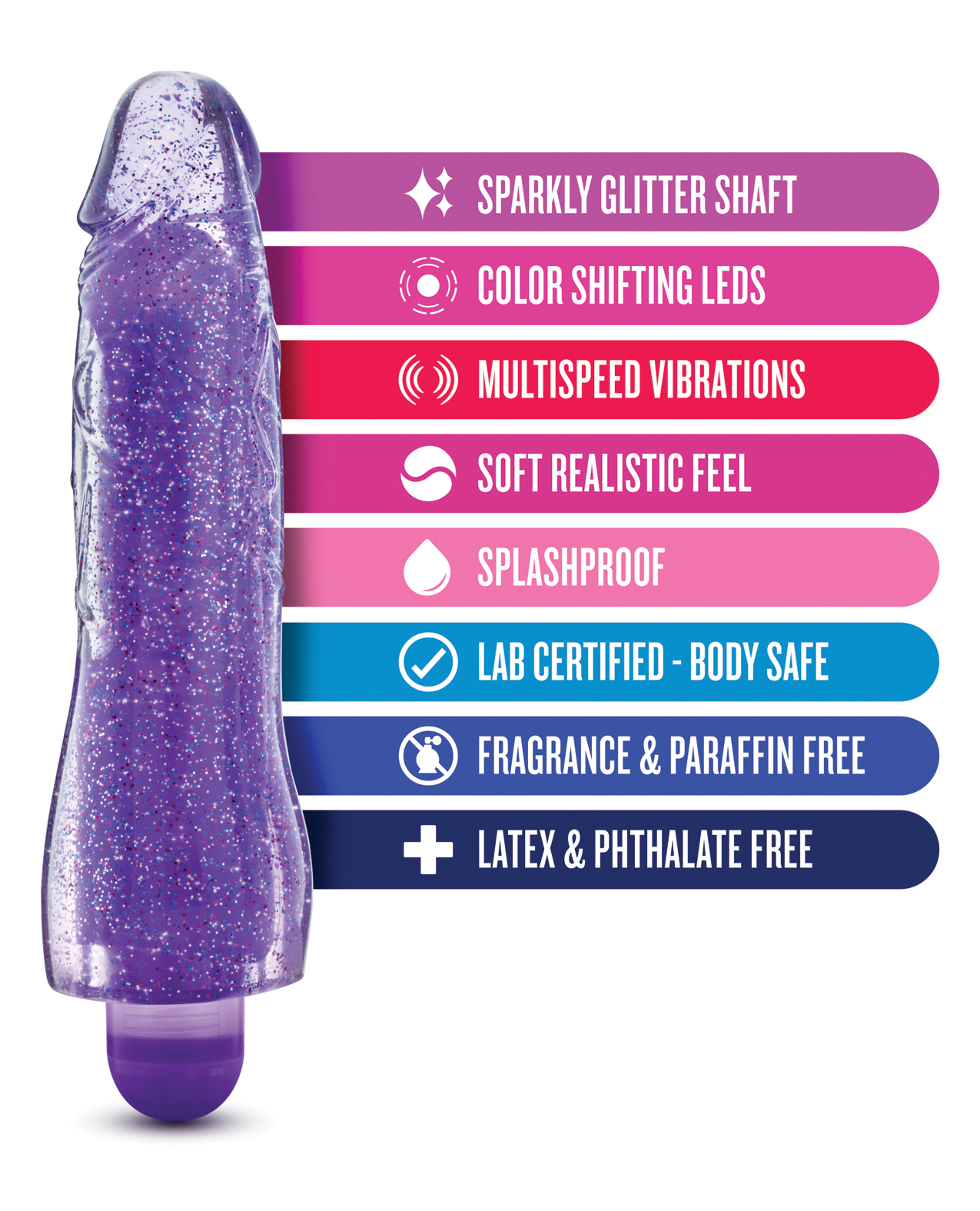 Blush Glow Dicks Glitter Vibrator Molly - Purple - Image 6