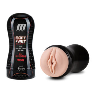Blush M for Men Soft & Wet Pussy with Pleasure Ridges & Orbs Self Lubricating Stroker - Vanilla