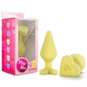 Blush Play With Me Naughty Candy Heart Spank Me Plug - Yellow