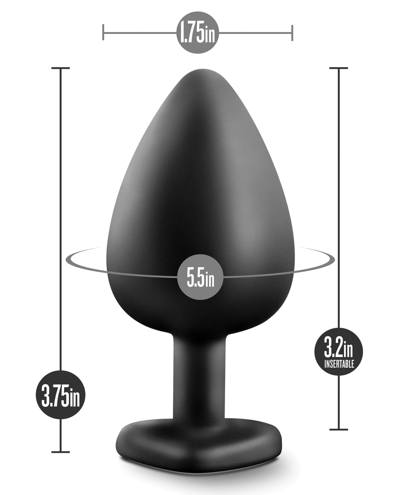 Blush Temptasia Bling Plug w/Gem Large - Black - Image 6