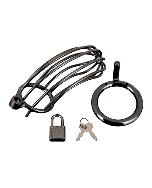 Blue Line Prisoner Cock Cage - Black - Image 5