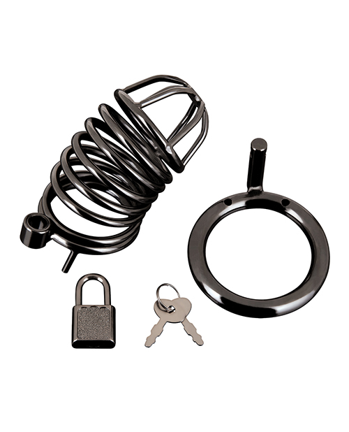 Blue Line Deluxe Chastity Cage - Black - Image 5