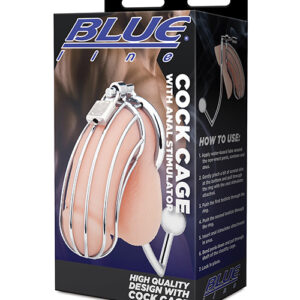Blue Line Cock Cage w/Anal Stimulator - Silver