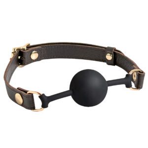 Spartacus Silicone Ball Gag - Brown Leather Strap 43 mm Ball