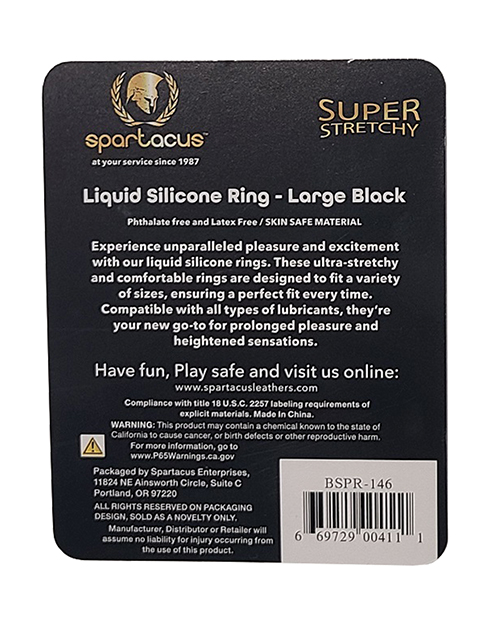 Spartacus Liquid Silicone Cock Ring Large - Black - Image 3