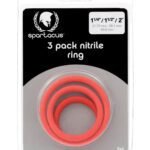 Spartacus Nitrile Cock Ring Set - Red Pack of 3
