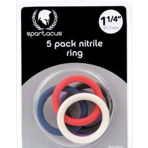 Spartacus 1.25" Nitrile Cock Ring Set - Asst. Colors Pack of 5