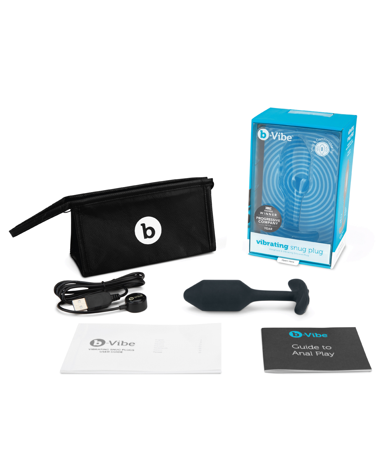 b-Vibe Vibrating Weighted Snug Plug M - 112 g Black - Image 6